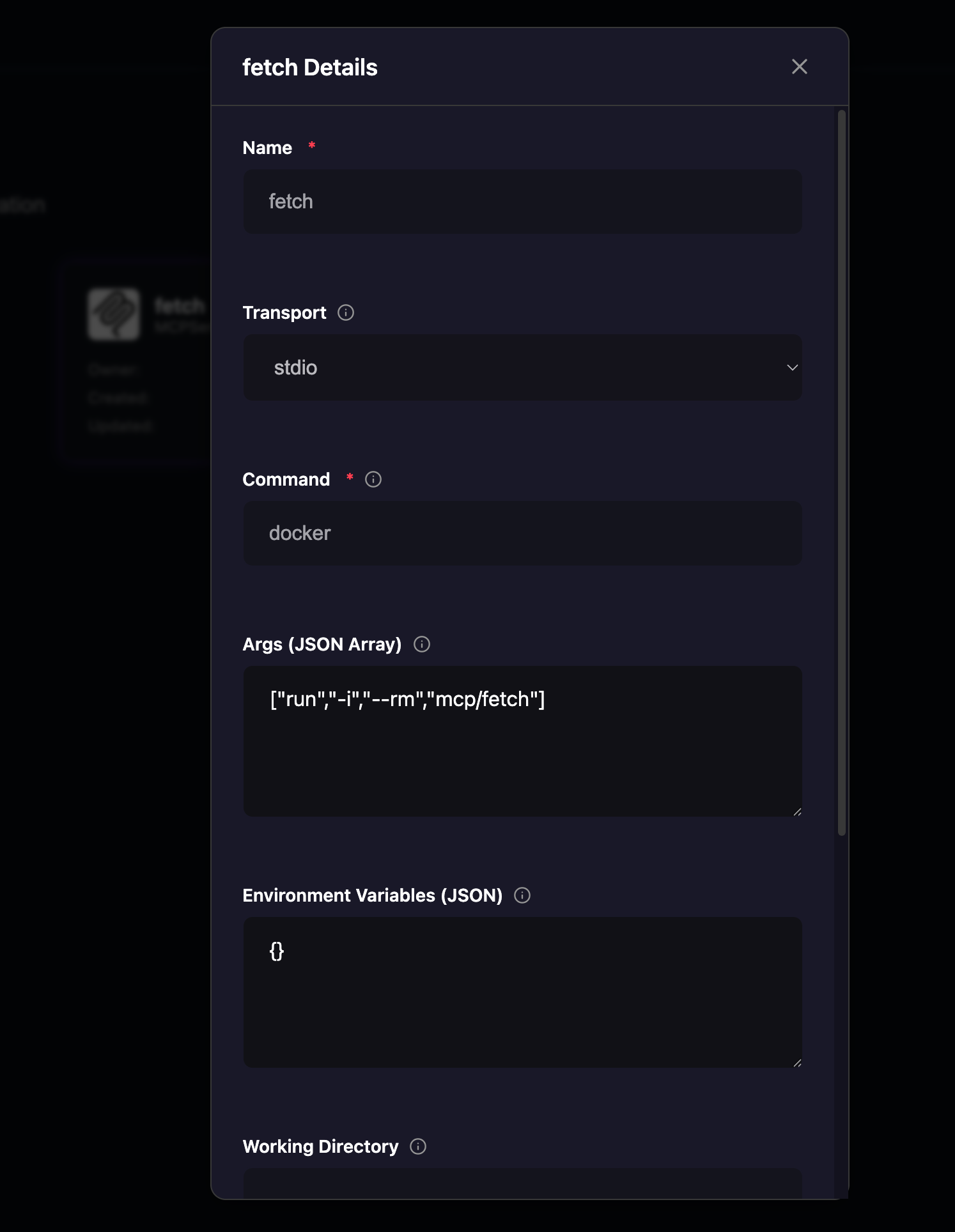 MCP Configuration Form