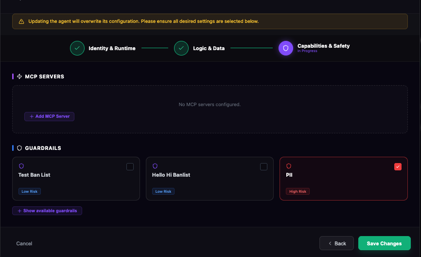 Adding Guardrails UI